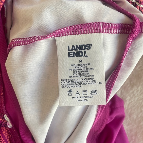 Lands’ End Adjustable Scoop Neck Tankini Top. Pink, purple, orange leaf Sz M NWT - Picture 10 of 10